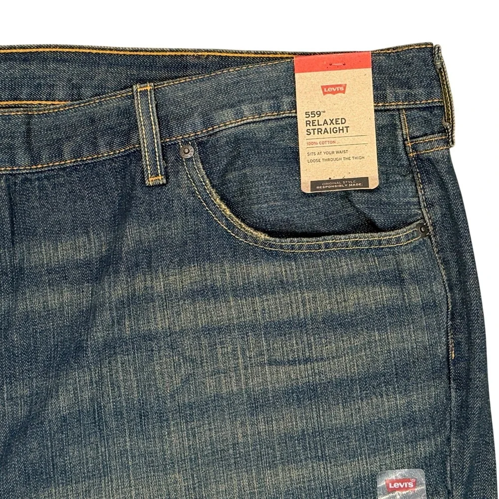 Levi's 559 Relaxed Straight Jeans Mens 52 x 34 Blue Big & Tall Denim **NEW**